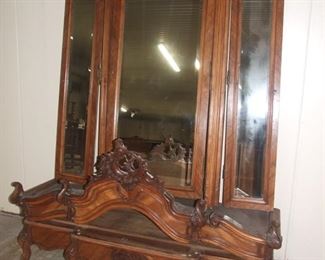 Louis XV style rocaille armoire wardrobe 3 door walnut f/pack