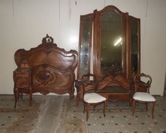 Louis XV style rocaille bedroom Suite walnut
