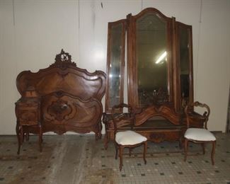 Louis XV style rocaille bedroom Suite walnut