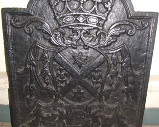 Decorative 19c cast iron fire back