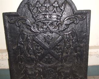 Decorative 19c cast iron fire back