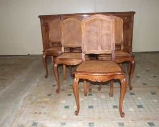 Quality Louis XV style set 6 chairs walnut