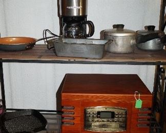 kitchen items, stereo, printer