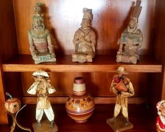 3 signed and numbered Mexican sculptures, top shelf