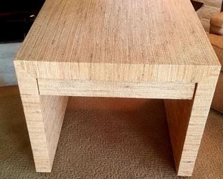 Pair of woven rattan midcentury lamp tables