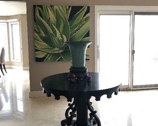 Traditional Entry or side table and original art 