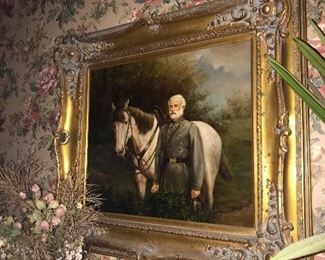 Oil painting of General Lee and his horse
