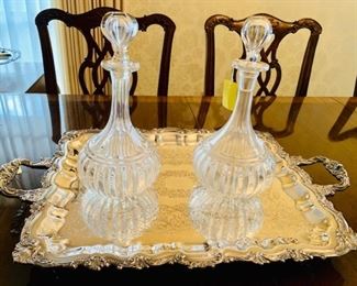 Silverplate Trays and 19th Century Decanters