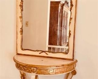 Gilded Demi Lune Table and Pier Mirror
