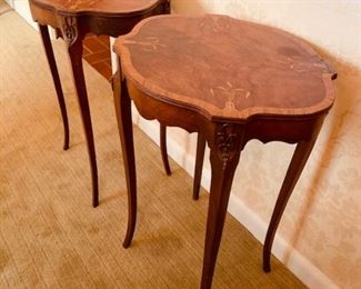Pair French Inlaid and Ormolu Occasional Tables