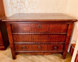 Early 19th Century French Mule Chest with Original Faux Painted Surface