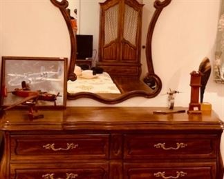 Hickory Dresser and Mirror