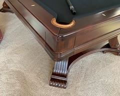Custom Built Cherry Pool Table 8’ with 1” Slate and Leather Pockets, includes a Custom Built Matching Cherry Cover
