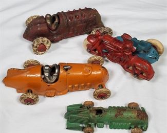 Toys Cast Iron Hubley Mini Racecars Etc