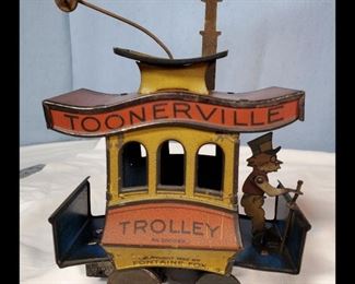 Toys Trolley Tin Litho Wind Up Toonerville