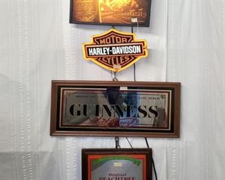 Advertising Beer Signs Lit Harley Mirror