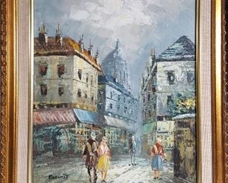 Art Burnett Paris Street Scene Oil
