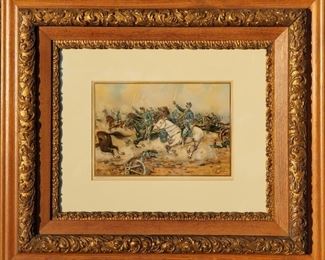 Art Civil War Cavalry Charge Chromolithograph