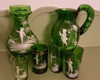 Victorian Mary Gregory Green Glass Lot #2 https://ctbids.com/#!/description/share/321548