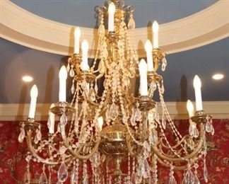 Large Quality Bronze and Crystal Chandelier