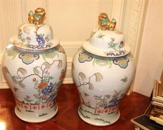 Pair of Ornate Covered Urns