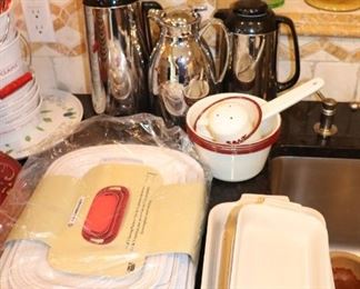 Assorted Kitchenware and Coffee Pots