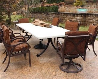Large Patio Table with Chairs and Umbrella
