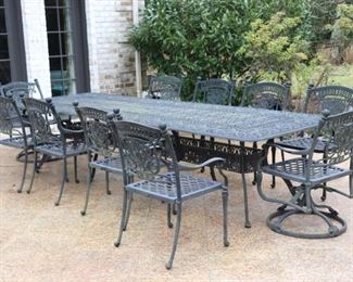 Long Patio Table with 10 Chairs