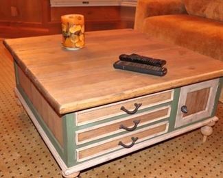 Wood Coffee Table / Storage with Drawers and Small Cabinet