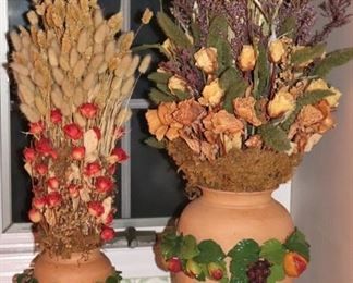 Dried Floral Arrangements in Decorative Vases
