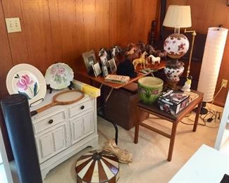 Vintage refurbished LP cabinet.  Breyer horse collection.  Riding memorabilia.  Chandeliers.  