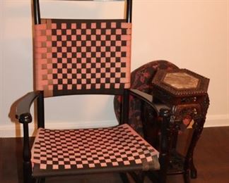 Checkered Rocking Chair and Small Hexagonal Occasional Table