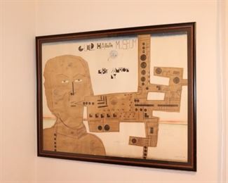 Numbered Signed Collage by Saul Steinberg
