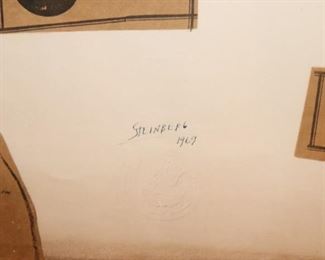 Numbered Signed Collage by Saul Steinberg