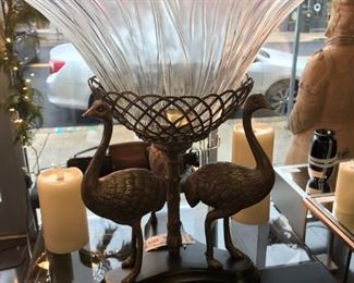 Candle Holder Glass Vase With Metal Base