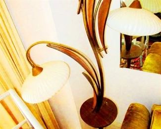 Mid Century  teak tulip lamp.  (Rare)