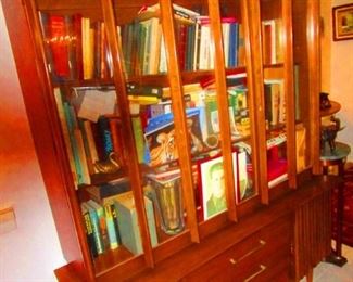 Teak Credenza.  It is filled with several hundred  mostly pre 1914  books in Russian dating back to 1850.  Tolstoy, Dostoevsky, The Tsars, & more