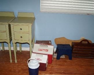 night stands, coolers, step stools, 