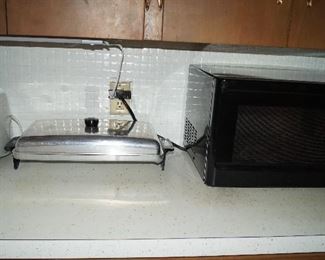 microwave, electric skillet, toaster