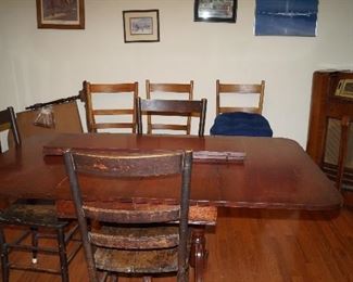 dining table with 6 chairs and leaf