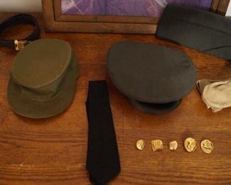 military hats, brass