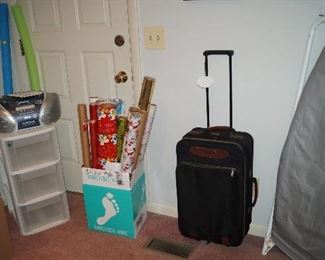 radio, suitcase, ironing board
