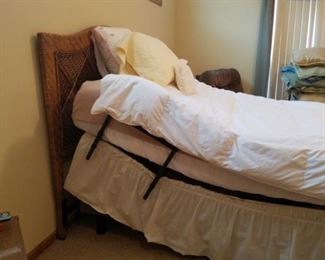 This is a serta adjustable bed with massager. Very nice with wireless control. Bed reclines and goes up and down. Great piece for your house!!