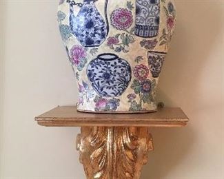 Vintage Chinese ginger jar (pair) on top of Italian made wall sconce (pair)