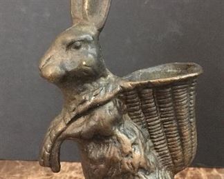 Bronze rabbit with basket