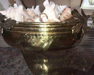 Hosley brass bowl with shells