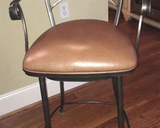 Ethan Allen leather and iron bar stool (three total)