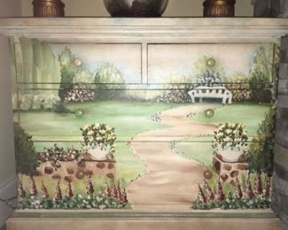 Hand painted Chippendale style chest