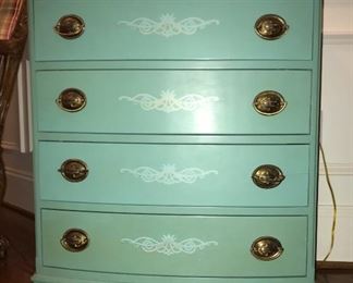 Hand painted Chippendale style Bachelor's chest