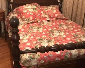 Peacock Alley duvet cover and shams;  4 poster full sized bed; full sized mattress set